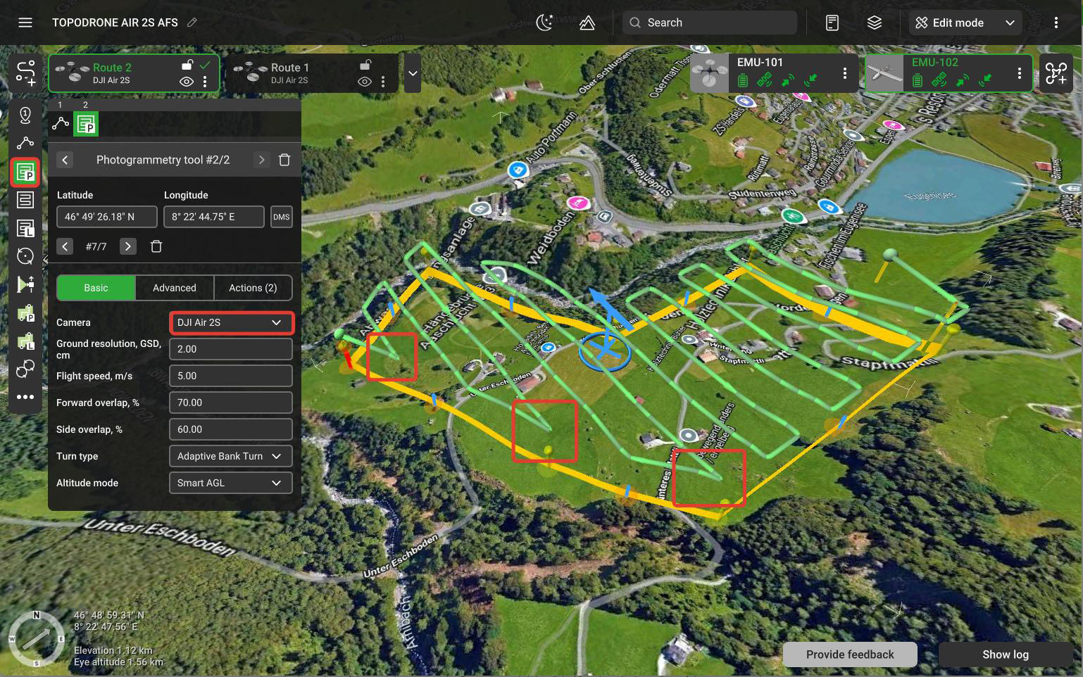 Route Planning for TOPODRONE DJI Air 2S PPK