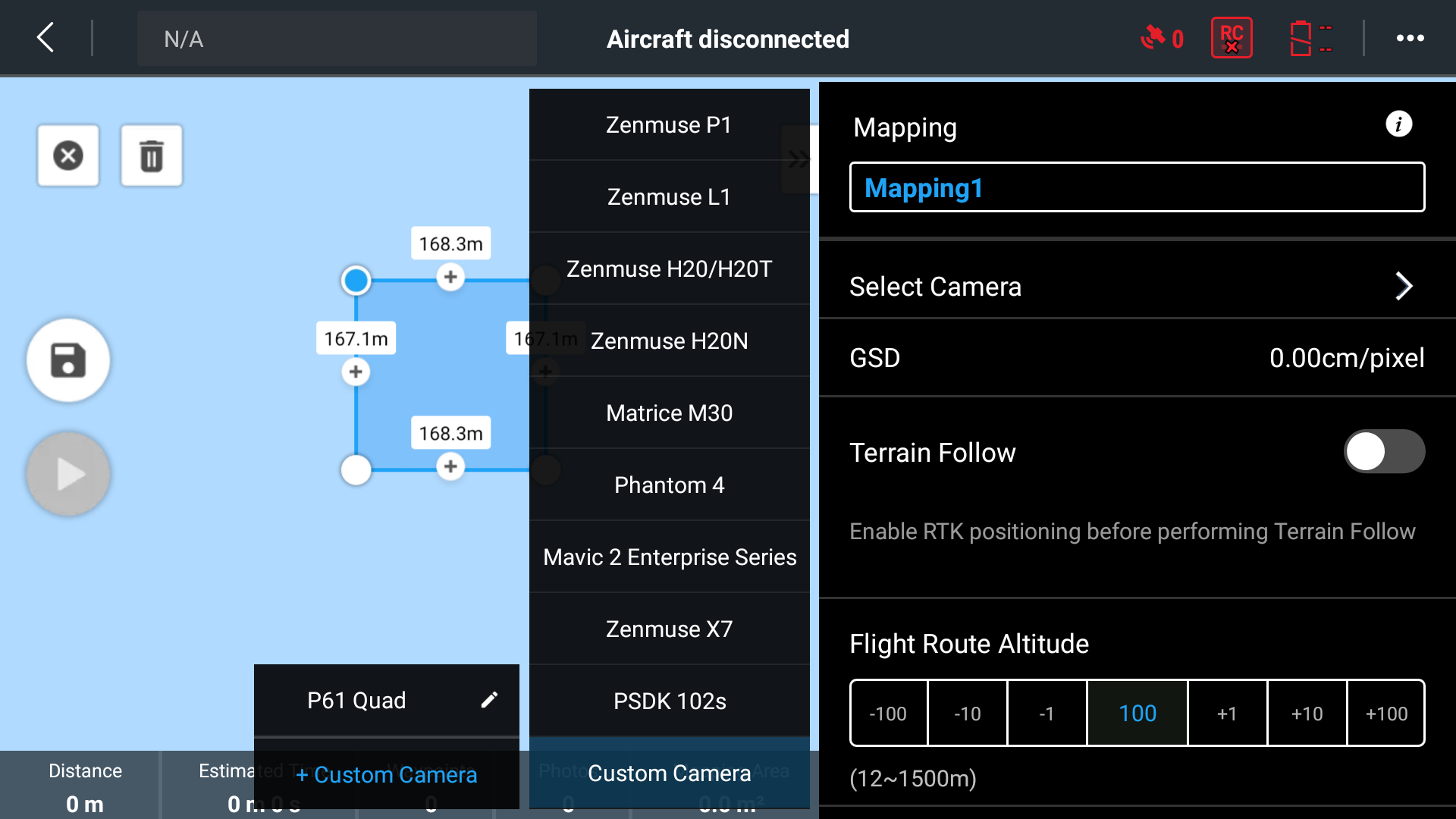 Customization of the camera profile for route building