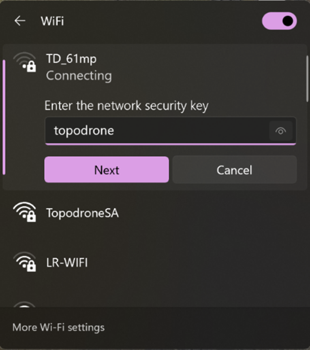 Wi-Fi connection and setting adjusting