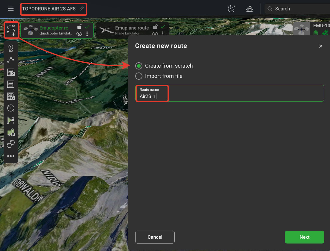 Route Planning for TOPODRONE DJI Air 2S PPK