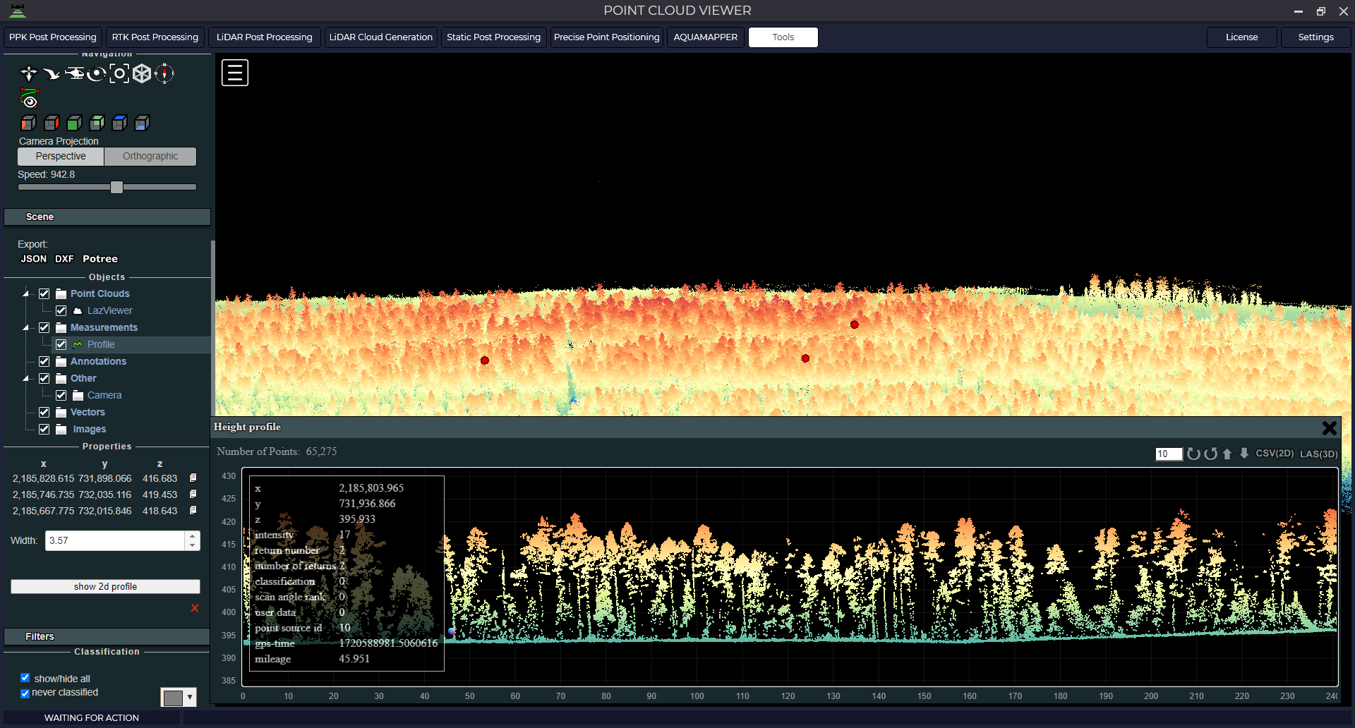 Viewing the point cloud