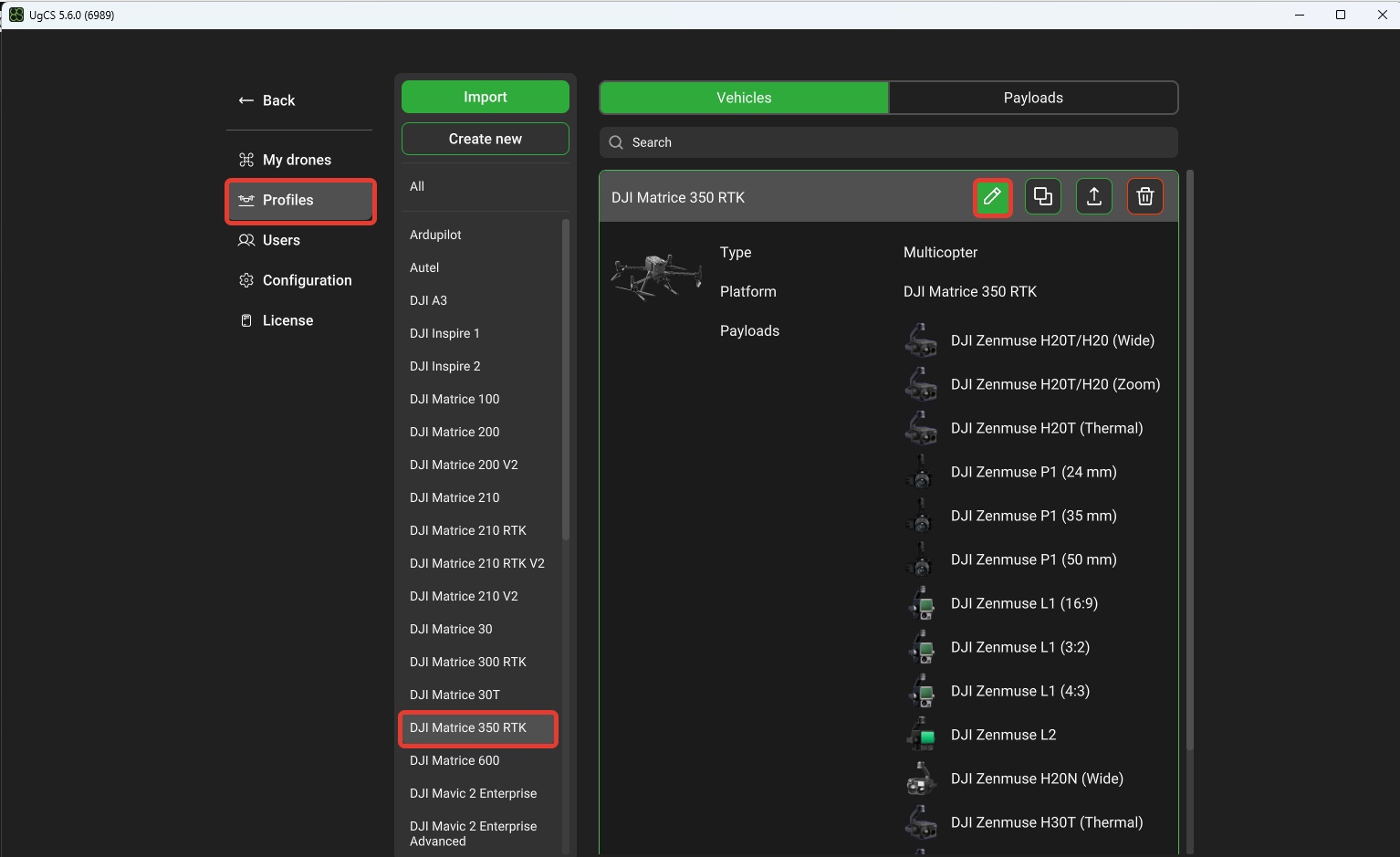 Customization of the camera profile for route building