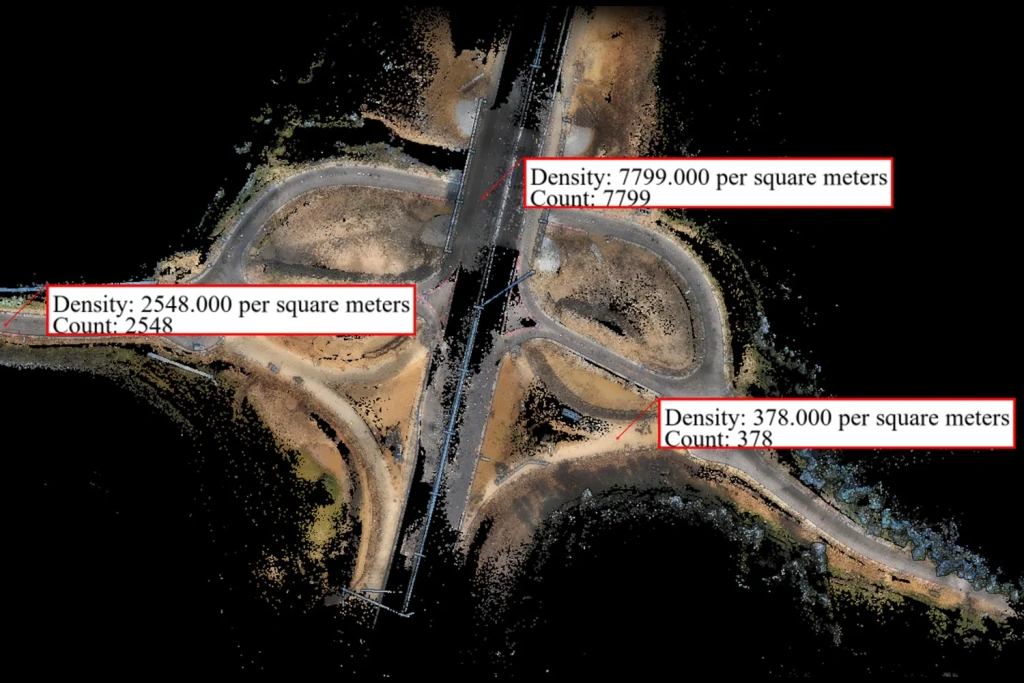 Detailed point cloud of road infrastructure