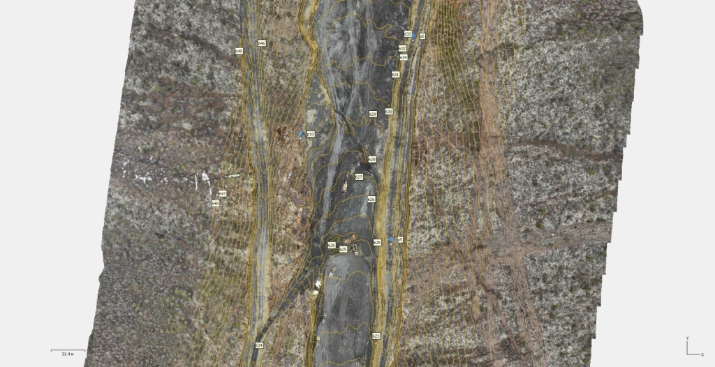 Orthophoto with overlaid contours