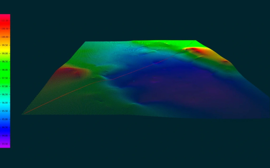 Bathymetric data displayed in LIDAR360