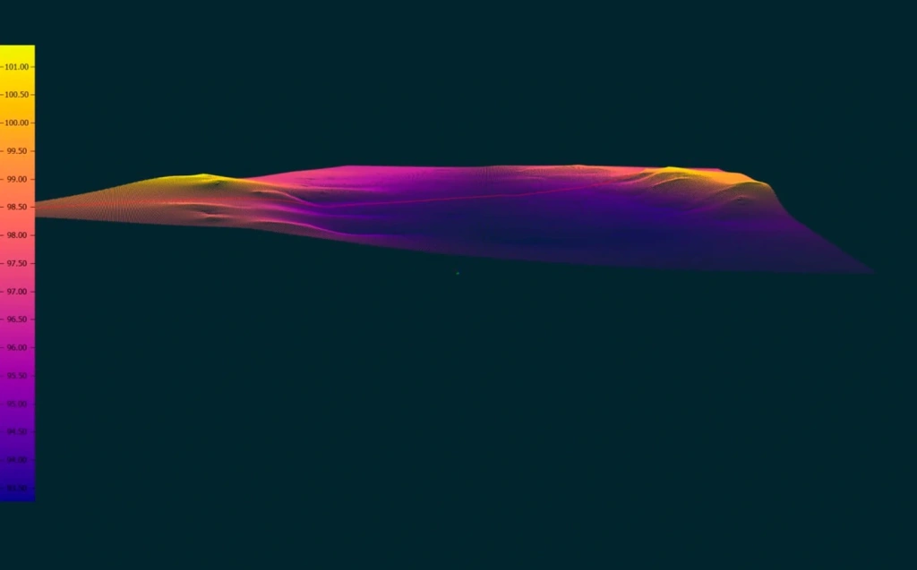 Bathymetric data displayed in LIDAR360