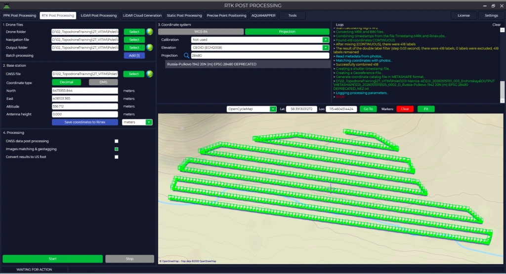 Data post-processing in TOPODRONE Post Processing